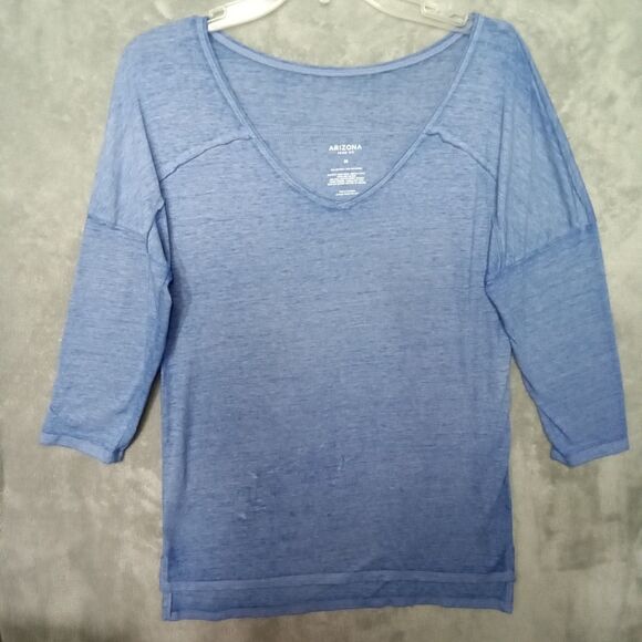 Arizona Jean Co Blue V-neckline 3/4 Sleeve Lightweight - Picture 4 of 7